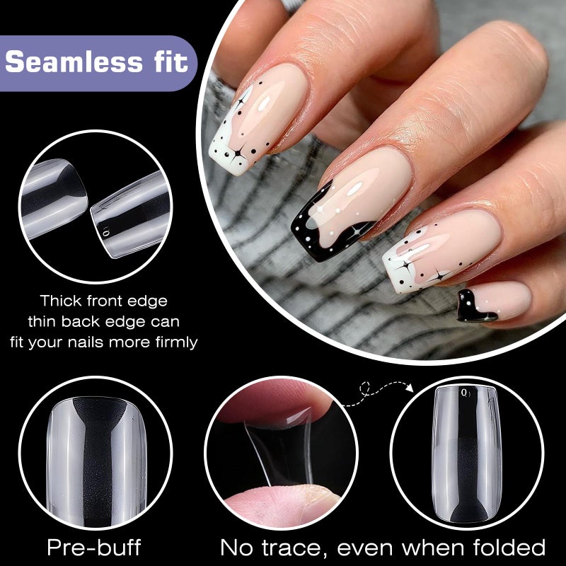 Lifextol 600pc Medium Square Nail Tips Fake Nails Press on Nails Clear Nail Tip Full Cover False Nails Artificial Fingernail, 12 Size Soft Gel Nail Tips Square for Acrylic Nail Gel Nail Extensions - Image 3